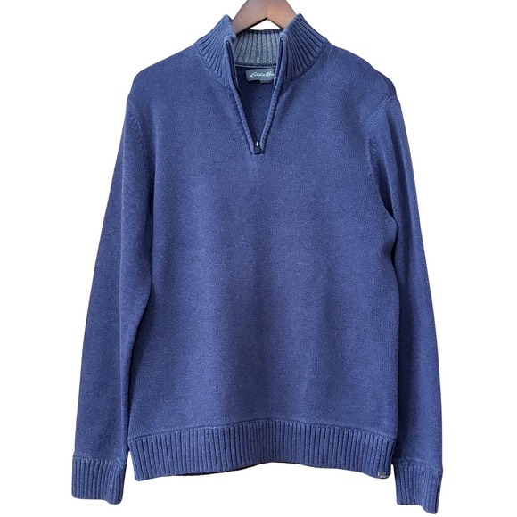 Eddie Bauer Other - Eddie Bauer 1/4 Zip Mens 100% Cotton Mock Neck Trendy Sweater SzL Preppy School